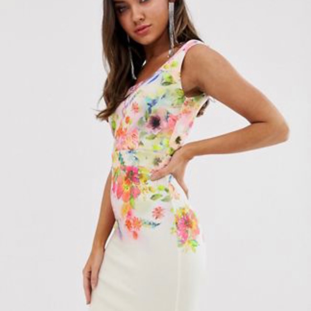 ASOS - True Violet square neck floral dress sz 2